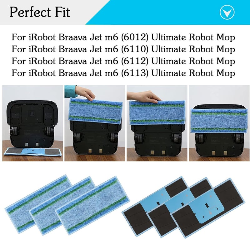 Extolife 8 Pack M6 Mopping Wet Pads for iRobot Braava Jet m6 (6110) (6012) (6112) (6113) Ultimate Robot Mop, Washable and Reusable Microfiber Deep Clean Wet Pads - Image 4